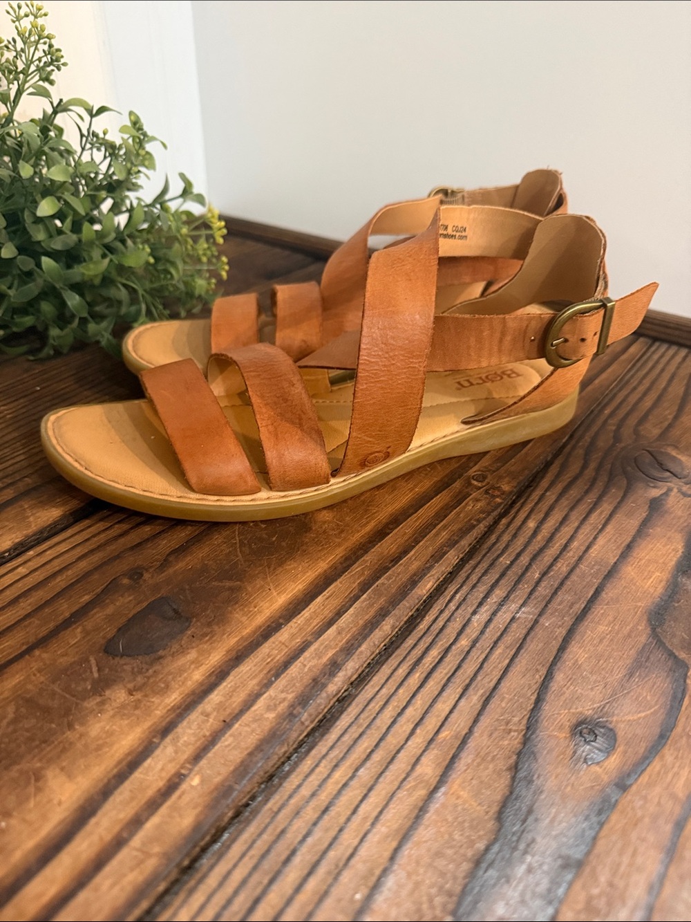 Born Imogen Tan Leather Strappy Buckle Sandal